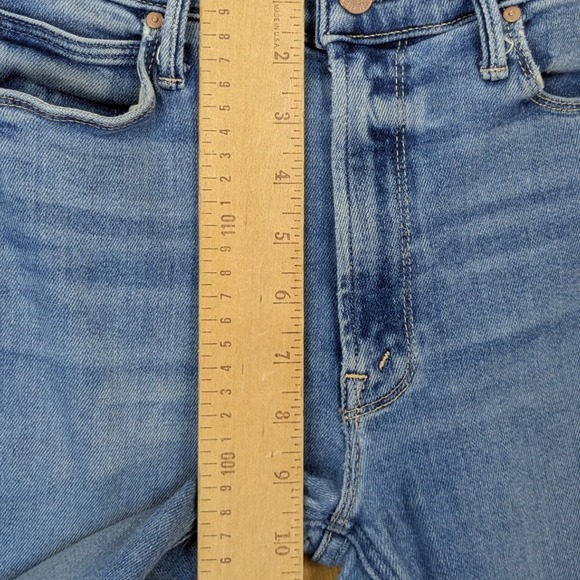 Mother The Mid Rise Dazzler Ankle Fray High Waisted Jeans Blue Raw Hem Womens 27 - Picture 7 of 11